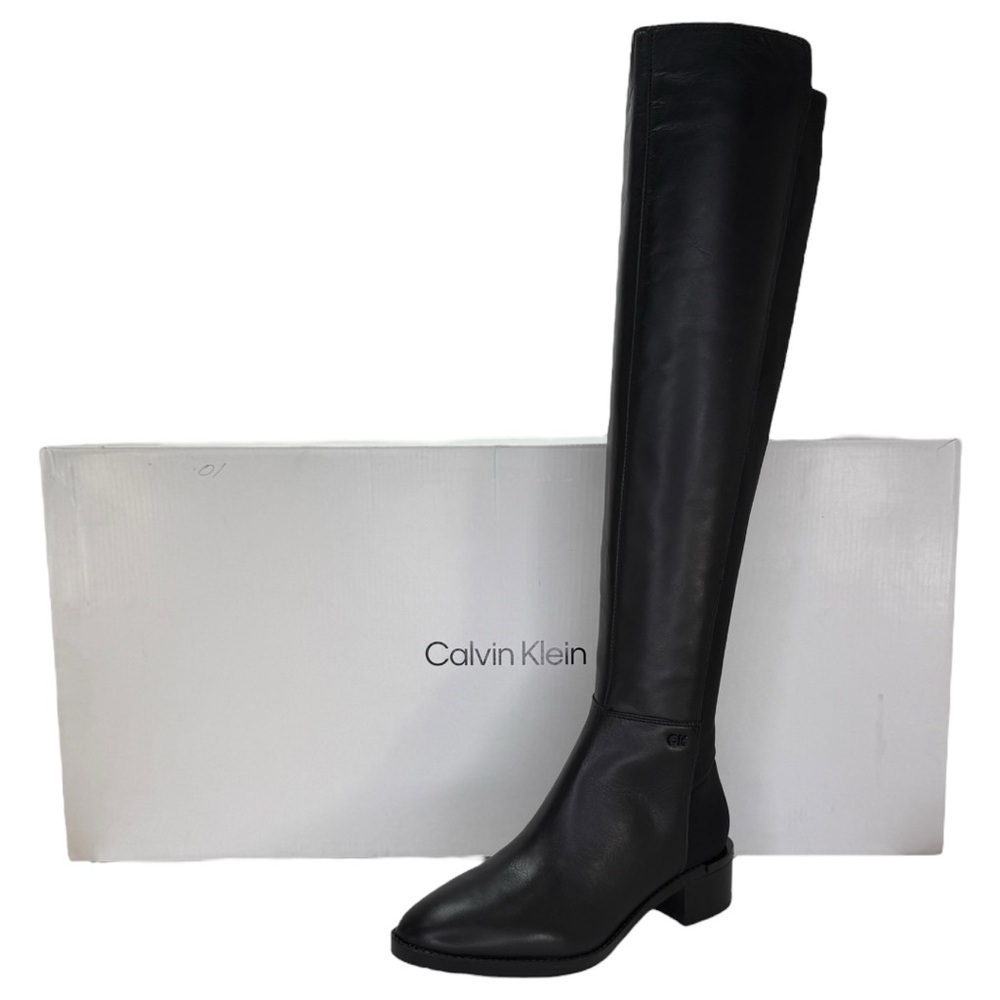 Calvin Klein Deedee Black Leather OTK Womens Boots Size 6.5M - Picture 11 of 11